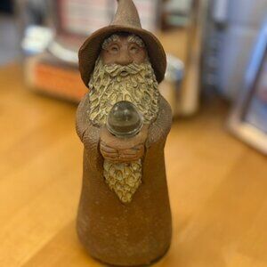 Vintage Windridge House Wizard Figurine Crystal Ball Stoneware Fantasy Decor
